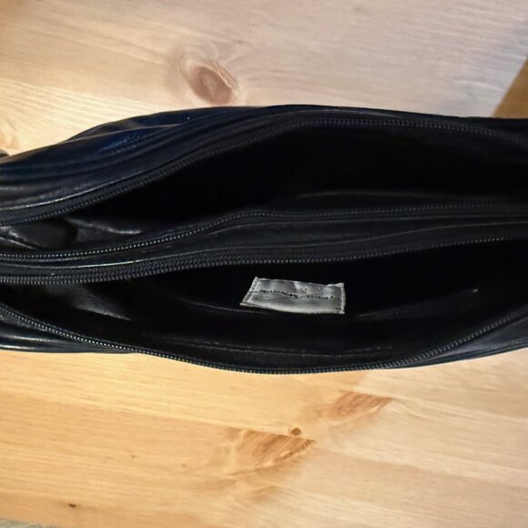 Field Manor Black Leather Purse with Adjustable Strap and Gold Metal Hardware - Picture 9 of 9